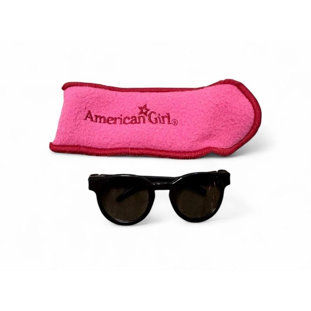 American Girl Doll Black Sunglasses with Pink Logo Glasses Case Accessory